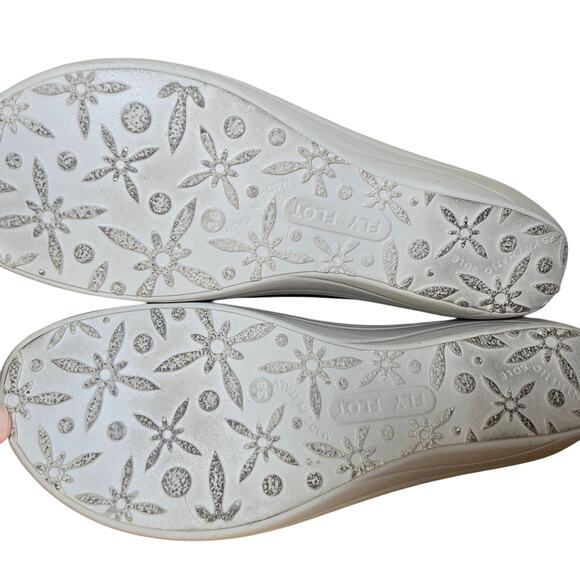 Fly Flot Italian Navy Wedge Slide Sandals Anatomic Mesh Womens 7.5 EU 38 - Picture 8 of 8
